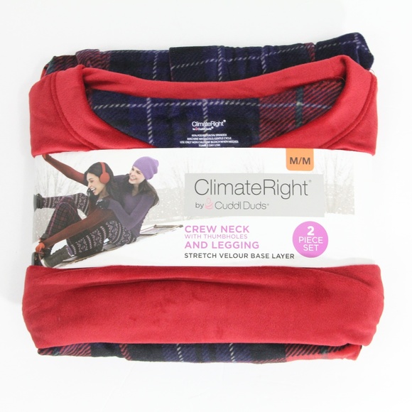 Cuddl Duds Climate Right Top Leggings Plaid New - Picture 6 of 7
